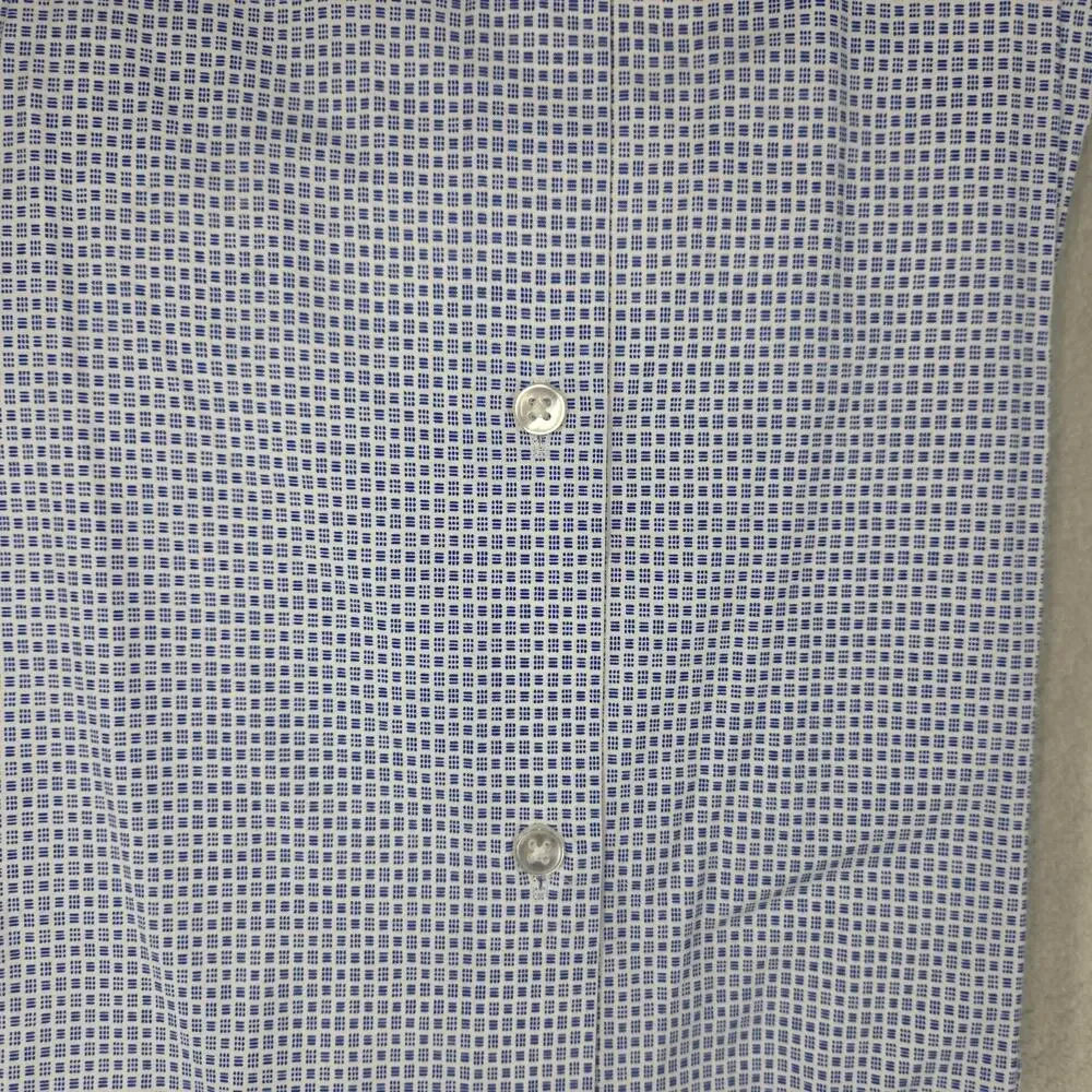 Calvin Klein Men Regular Fit Blue White Wrinkle Free Dress Shirt Large 16 16.5 - Picture 7 of 7